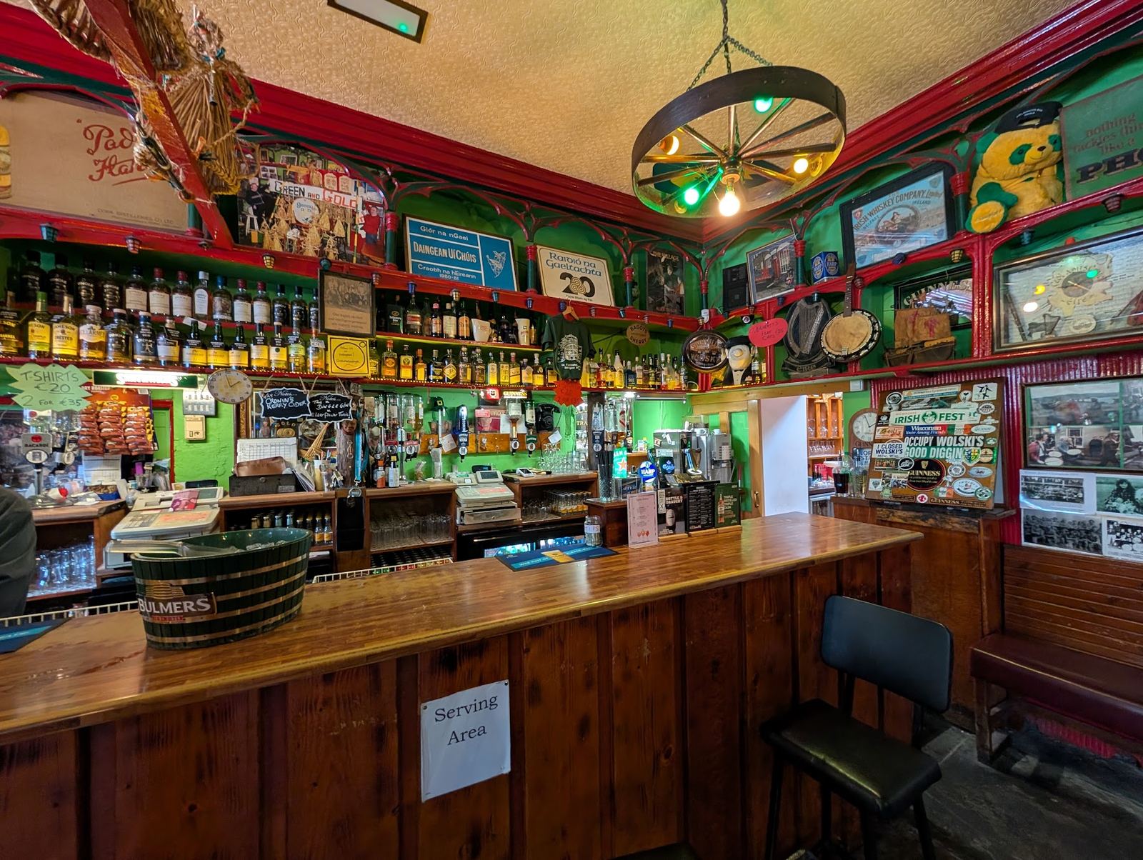 The bar at O'Flaherty's, Dingle, its walls covered in Dingle memorabilia