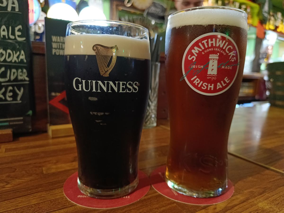A Guinness and a Smithwick's at O'Flaherty's