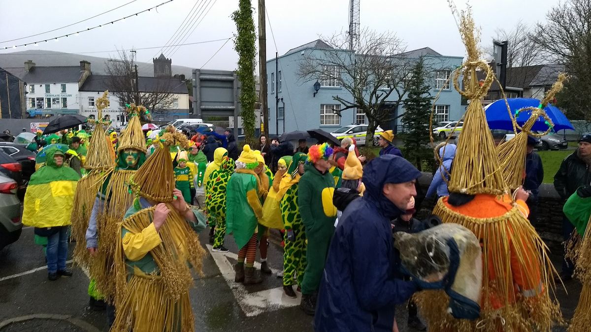 The Green and Gold Wrenboys on Wren's Day in Dingle